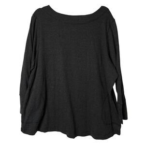 J. Jill Waffle Knit Tunic Sweater Women's 3X Gray Pockets Button Detail